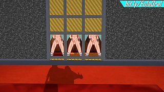 Eula and Amber Have Fun with Three Studs