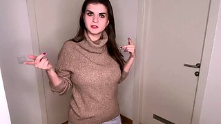 Huge Step Mothers boobs were caught by her tired Step Son and she asked him to cum on her bra