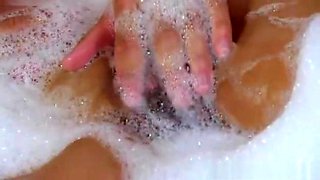 Chinese gf masturbating in bathtub