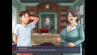 Sultry principal with enormous breasts takes center stage in summertime saga episode two