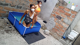 My Neighbor Is in the Pool Wearing a Very Tempting and Sexy Bikini. She's Hot.