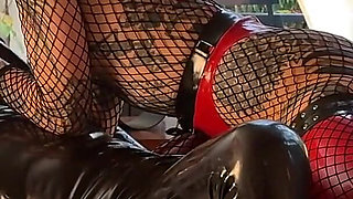Teasing, CBT, Breath Play and BJ in Latex and Fishnets