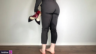 close-up of squirting while standing and high heels!