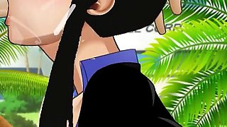 Chi-chi Gets Her Throat Fucked Outside Capsule Corp
