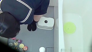 Asian teen 18+ Pees In Toilet