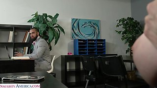 Sexy co-worker Bianca Burke is horny and in need of a Big Black Cock