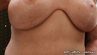 A 77-year-old in a tiny bikini gets naked and gets off poolside - Desiree Eden - 60 Plus MILFs