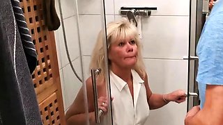 German mature Housewife fucks younger guy and caught