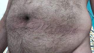 Big hairy chubster shooting a load
