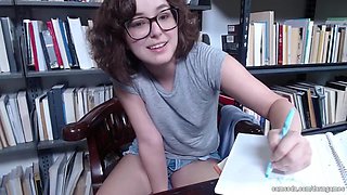 Woman with glasses at the library: Babe, Cam  Onlyfans Porn
