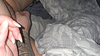 Tattooed step mom hand slip into step son dick for a handjob