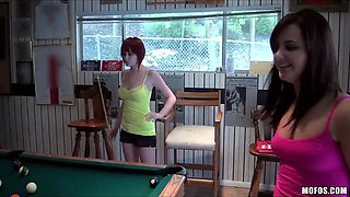 Gang of women turn a game of pool into a hardcore group fuck
