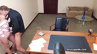 Head Teacher Banging Slutty Latina Cougar On His Office Desk