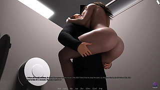 Horny Amateur Couple Having Quick Fuck in College toilet - 3D Hentai Game - the office
