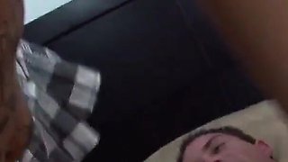 Busty tattooed brunette Lilly Lane sucks and fucks cock to get his warm cum