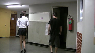 Transsexual teacher Amanda gives student straight in the ass