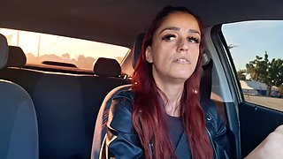 Depraved female driver fucked and filled in the car