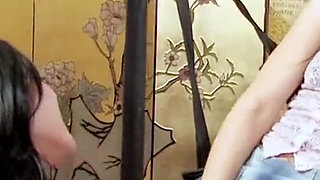 Black haired lesbian sluts wearing stockings while fulfilling their sexual needs