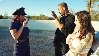 Alexis Fawx and Bella Blu interracial outdoor sex