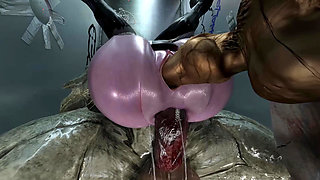 in the toilet of a night club monsters caught Lara and fucked her in the pussy and ass