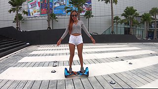 Hoverboard play with big ass Asian GF