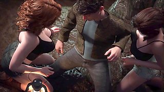 3D animated fun with loveskysan69real and all-girl action