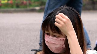 Naughty japanese teen model enjoys outdoor blowjob and sex