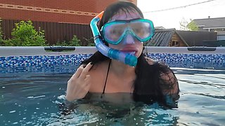 Holding Breath Underwater in Pool, Masturbation and Orgasm