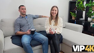 Cute teen Amalia Davis fucks with her rich neighbour in front of a cuckold bf
