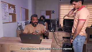 Busty Secretary Knows How to Earn an Extra Bonus for Keeping the Boss's Stepson Happy