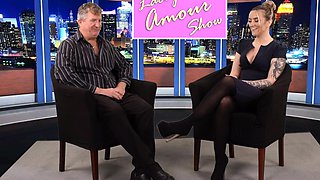 CFNM facial GF gives BJ in live TV show