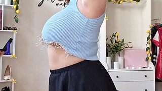 School Girl Teasing with Her Big Boobs!