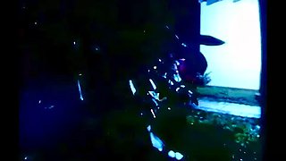 Bald dude makes free show watching young babe changing lingerie and caressing her pussy