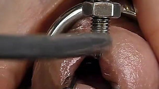 Dilation of the Hole Expanded Glans and Sperm Blockage Through Urethral Insertion of the Finger - Closeup