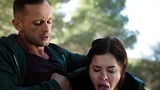 Anal sex on the park bench outside!