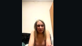 Busty blonde mature solo masturbation for webcam