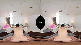 Charming asian teen seductress hot VR video