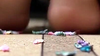 Giantess Smashing Little People on Yoga Mat