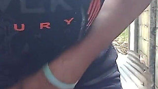 So Honry Outside Fingering My Hairy Pussy Stimulating My Clit