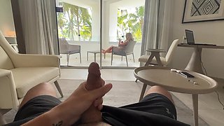 Hourglass roommate helps me masturbate and begs for cumshot