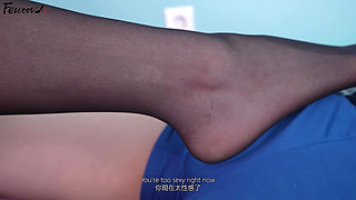 Busty Girlfriend Role-playing in Black Stockings