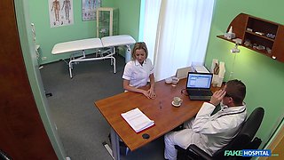 Checking her Anal Temperature: Naughty Blonde Nurse Gets Doctor's Attention And His Cum