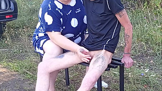 A Neighbor in a Park Jerks off My Dick on a Bench