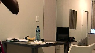 Ebony teen student cums when he fucked her with his big cock