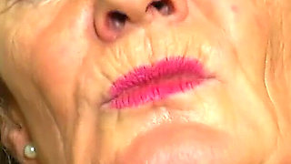 She Is German Granny in Black Lingerie Who Likes to Play with Her Toy