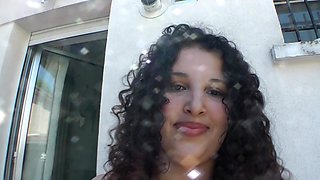 Busty Girl with Big Tits Masturbates in the Garden
