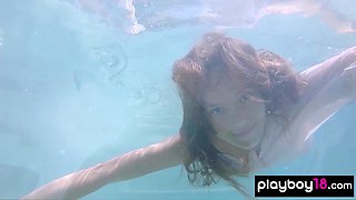 Naked Russian teasing under the water