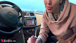 Hot Student Deep Sucking Dick Boyfriend In The Car - Cum In Mouth 6 Min
