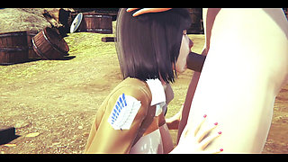 On Titans Hentai - Mikasa Do a Blowjob and Then He Do to Her a Cunnilingus - Manga Anime Japanese Asian Game Porn