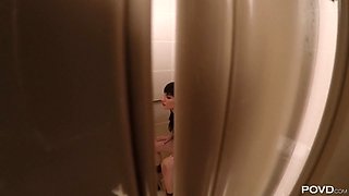 Crazy quickie with nasty slut Allora Ashlyn in the public toilet